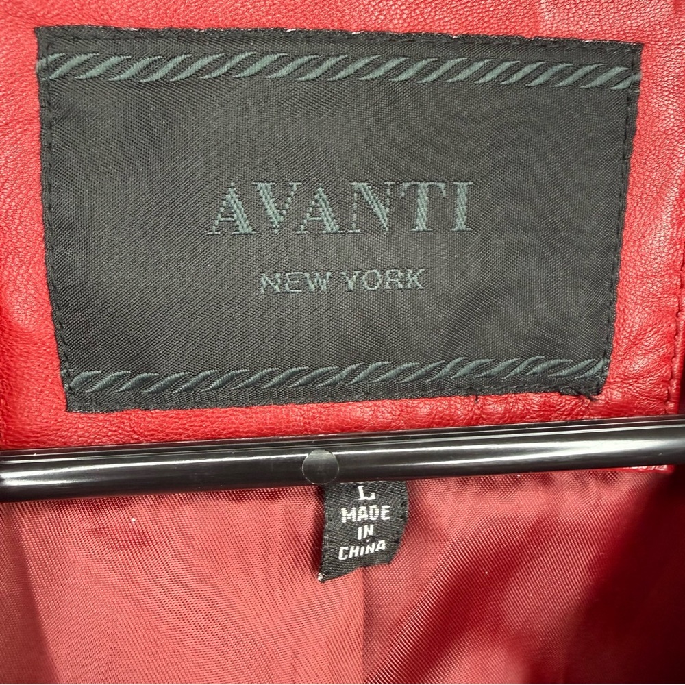 Avanti New York Red Genuine Leather Butter Soft Zip Structured Jacket Women's L - Picture 7 of 10